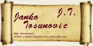 Janko Tosunović vizit kartica